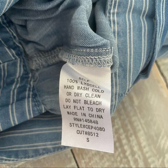 FARROW-CORRINE Pinstripe Relaxed High Rise Tie Waist Trouser (Small) - Picture 9 of 10